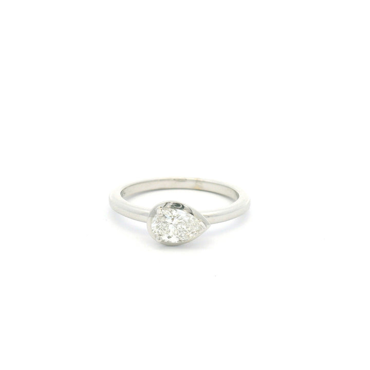 East-West Pear Solitaire Ring