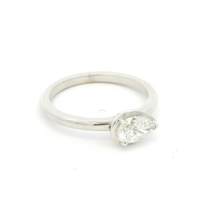 East-West Pear Solitaire Ring