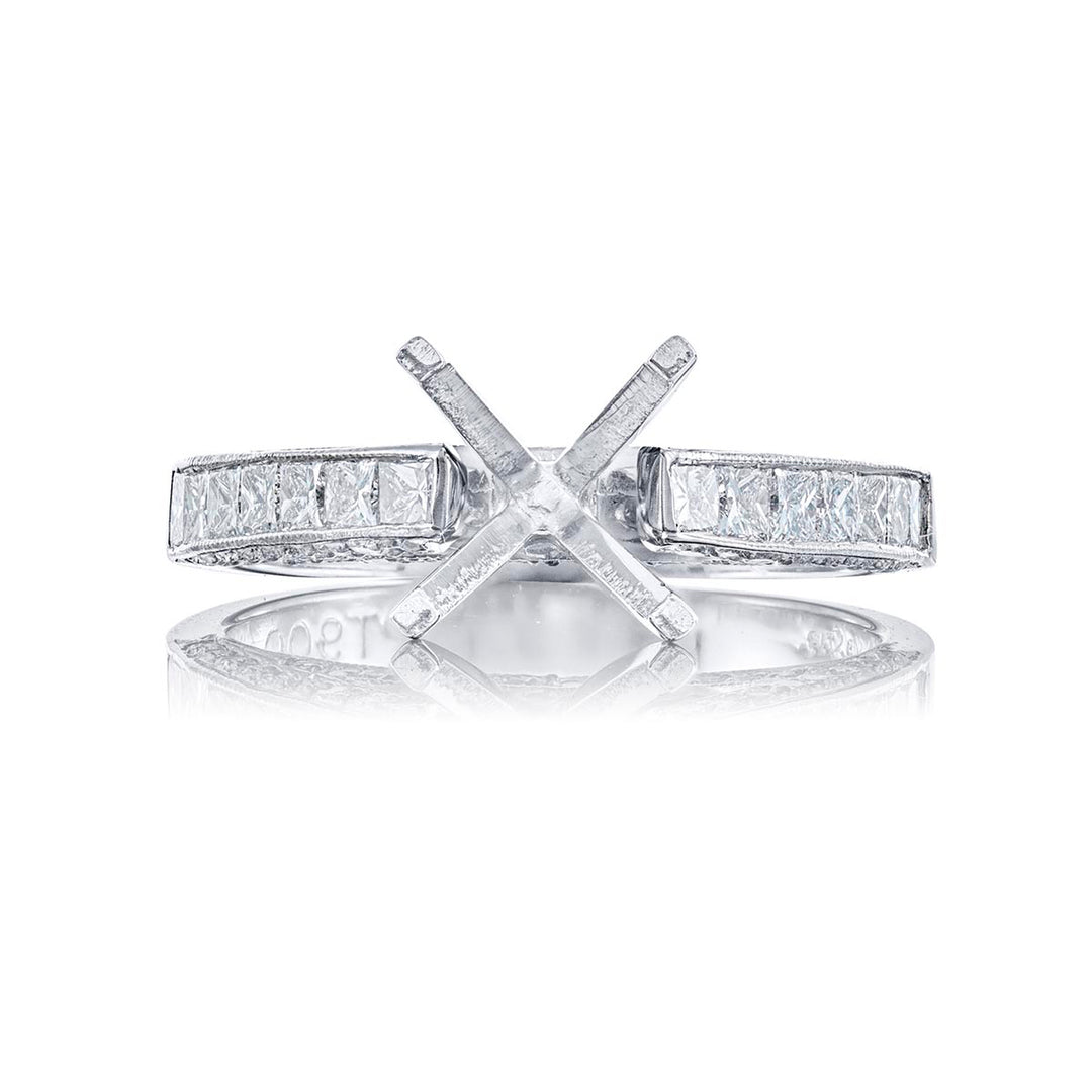 Platinum Princess-Cut Diamond Micro Pave Semi-Mount