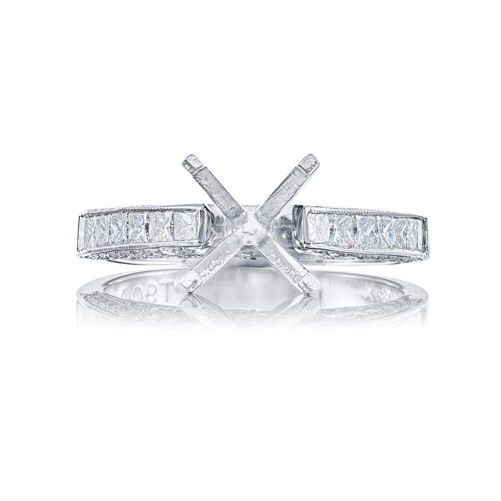Platinum Princess-Cut Diamond Micro Pave Semi-Mount