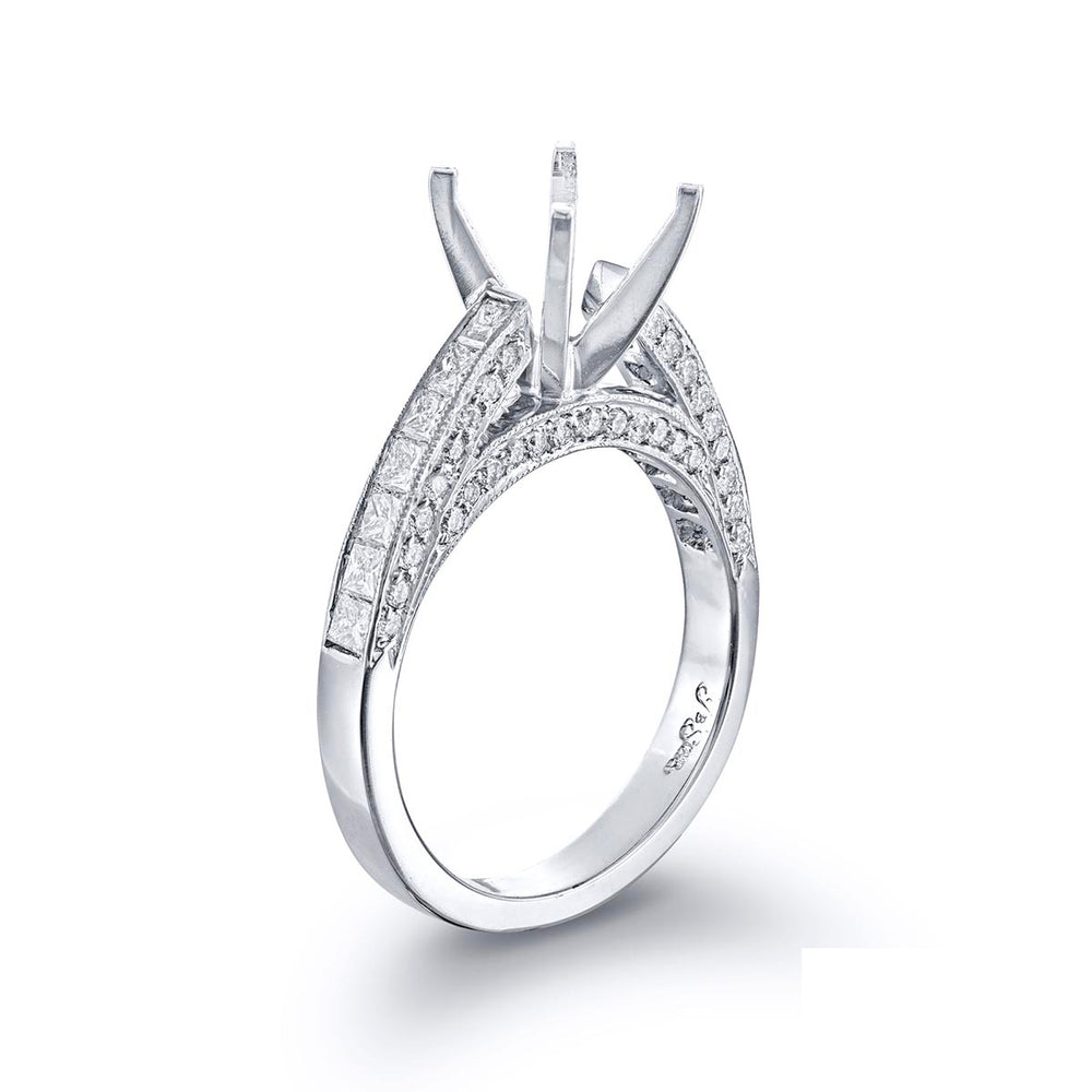 Platinum Princess-Cut Diamond Micro Pave Semi-Mount