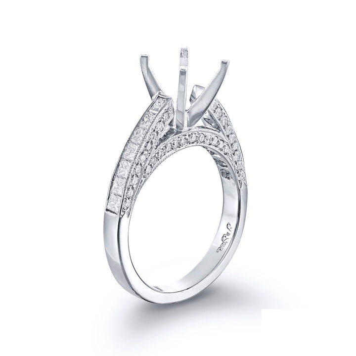 Platinum Princess-Cut Diamond Micro Pave Semi-Mount