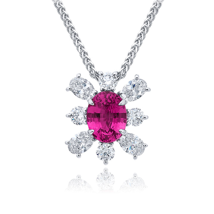 Platinum Oval No-Heat Pink Sapphire Certified Pendant