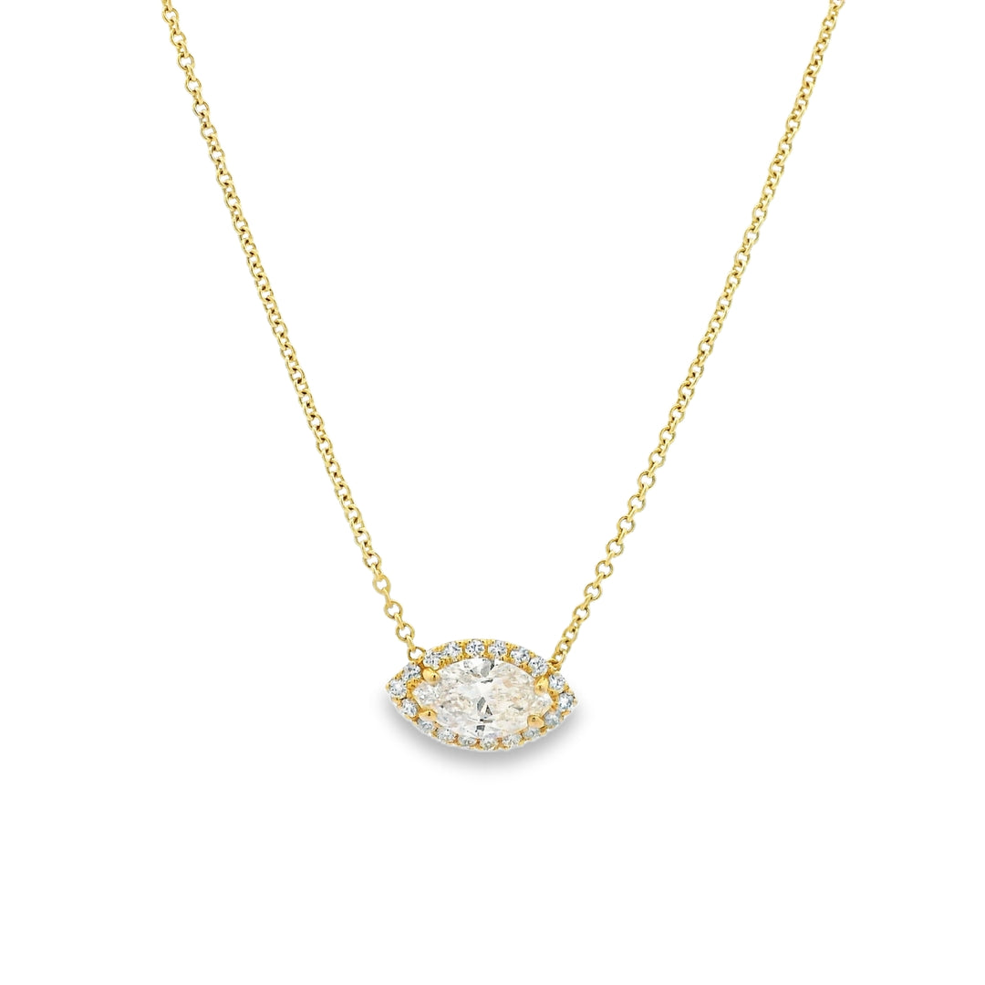 Halo Set Marquise Diamond Necklace