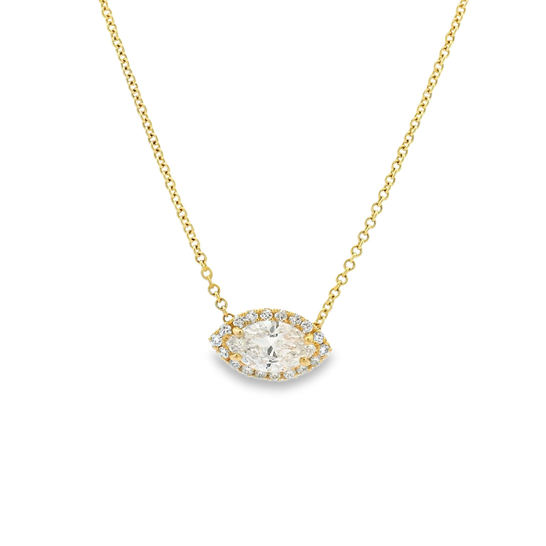 Halo Set Marquise Diamond Necklace