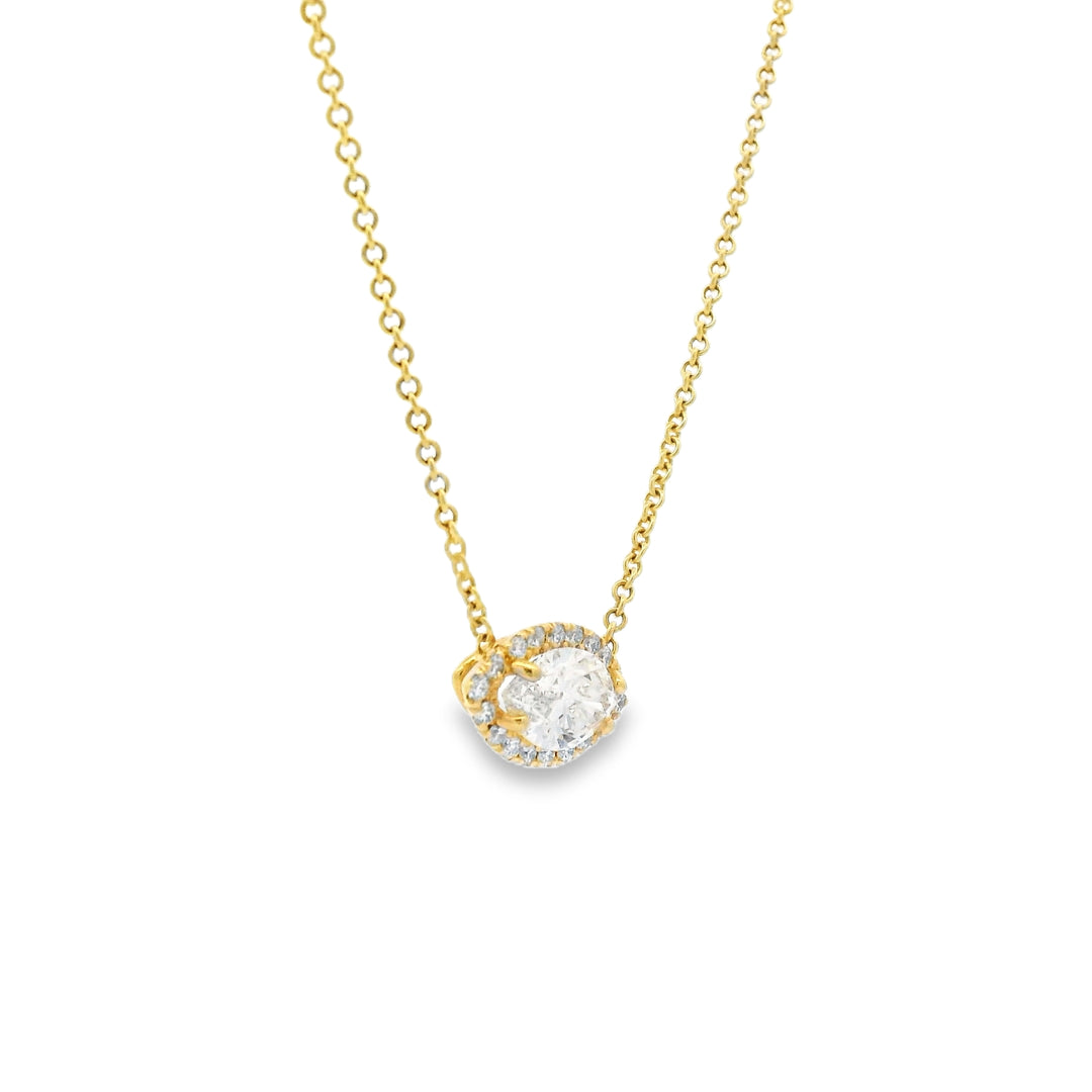 Halo Set Marquise Diamond Necklace
