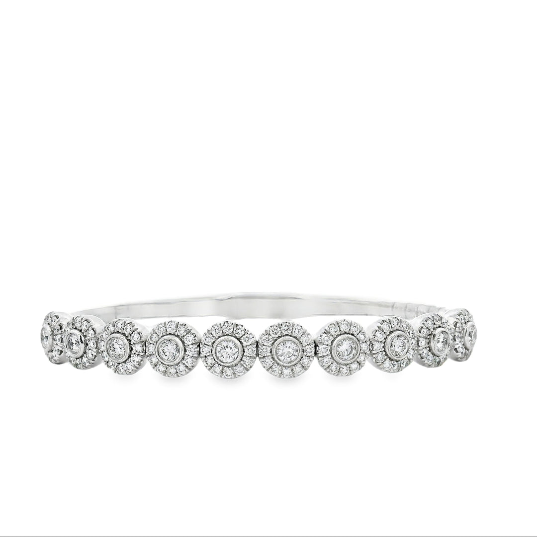 Round Halo Diamond Bangle