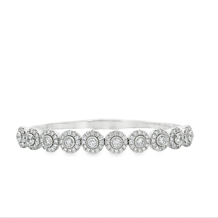 Round Halo Diamond Bangle