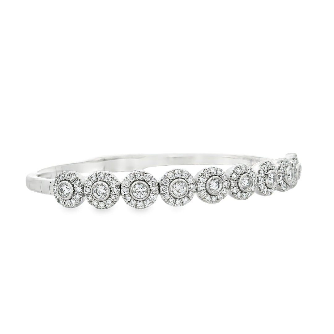 Round Halo Diamond Bangle