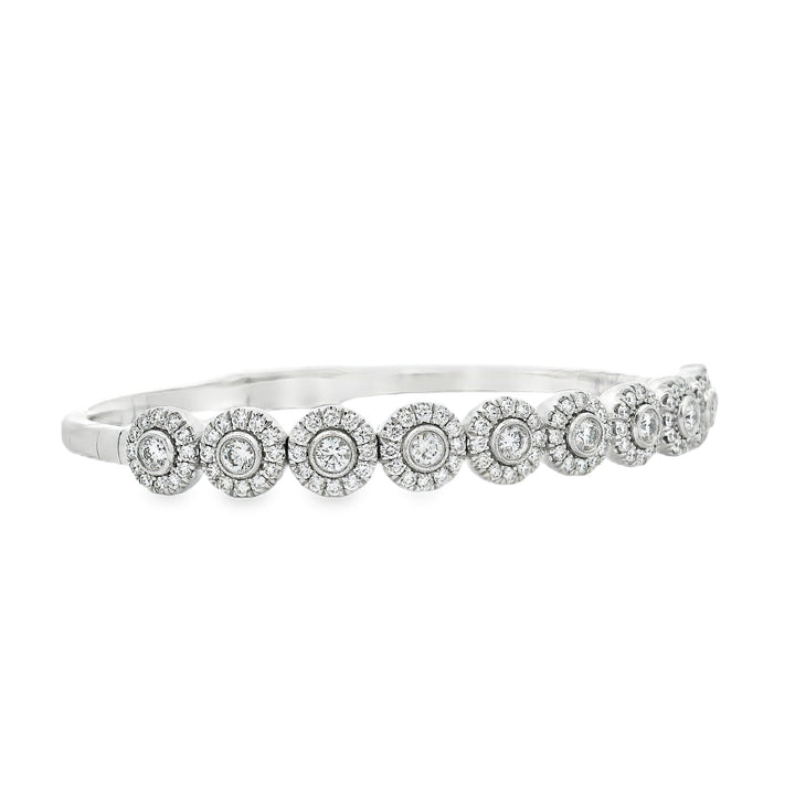 Round Halo Diamond Bangle