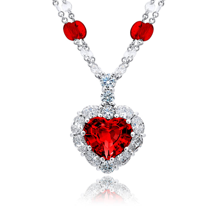 Exquisite Style: 5.43 ct Certified Heart-Shaped Ruby Pendant in Platinum