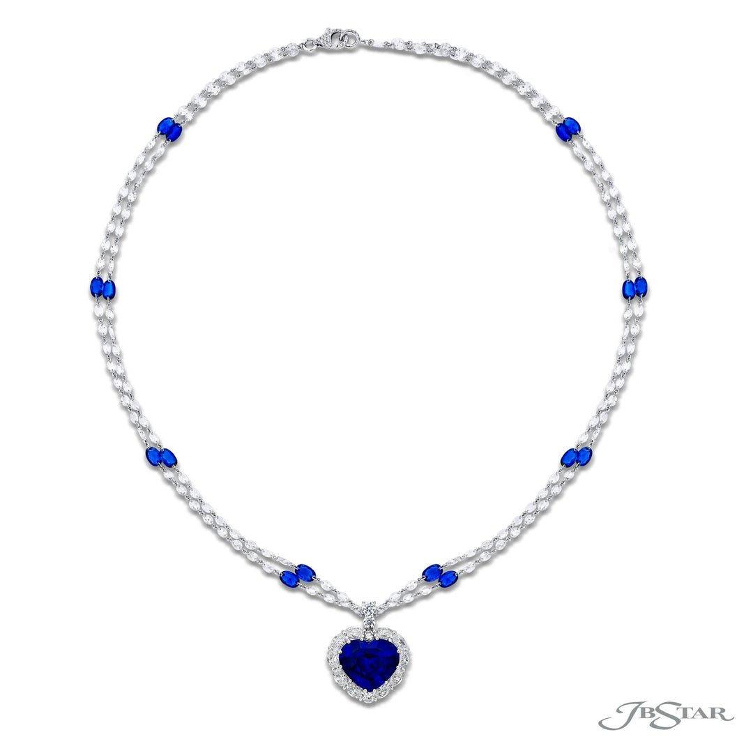 Platinum Heart-Shaped Royal Blue Sri Lankan Sapphire Certified Pendant