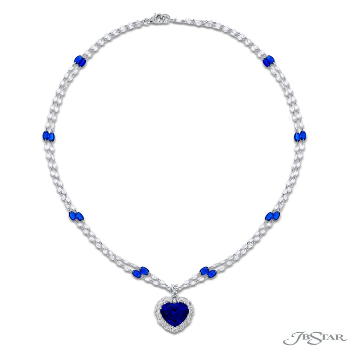 Platinum Heart-Shaped Royal Blue Sri Lankan Sapphire Certified Pendant