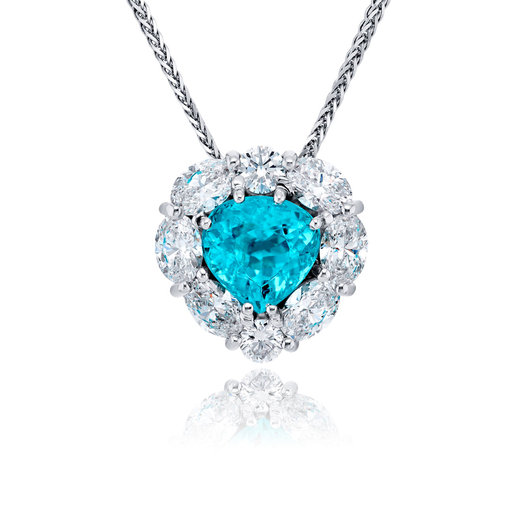 Platinum Heart-Shaped Paraiba Certified Pendant