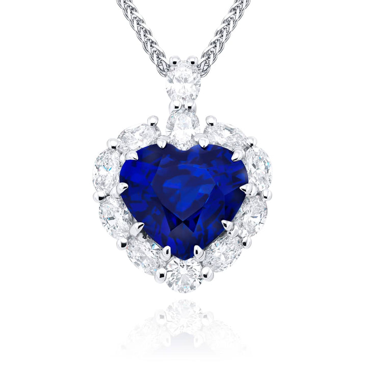 Platinum Heart-Shaped Sapphire Certified Pendant