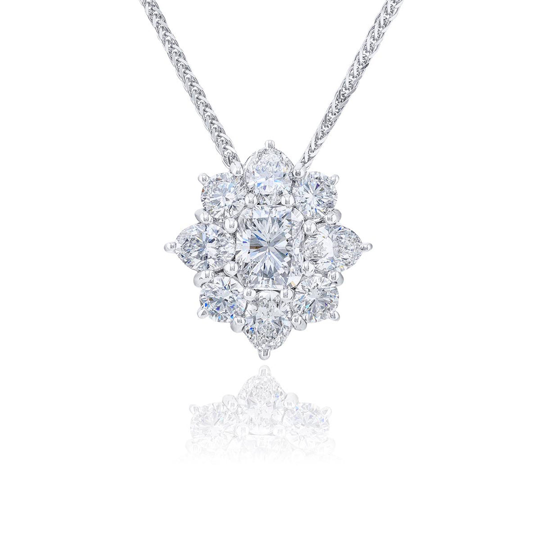 Platinum Cushion-Cut Diamond Certified Encircled Pendant