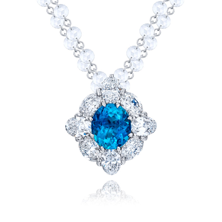 Platinum Oval Brazilian Paraiba Certified Pendant
