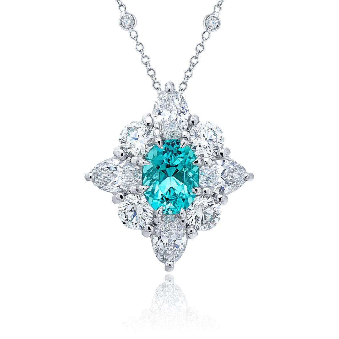 Platinum Oval Paraiba Certified Pendant