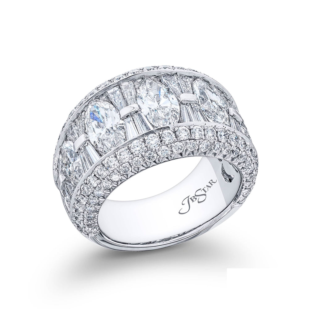 Platinum Marquise Diamond Single-Row Channel Set Micro Pave Band