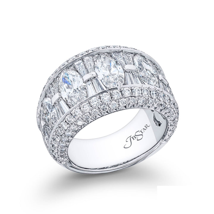Platinum Marquise Diamond Single-Row Channel Set Micro Pave Band