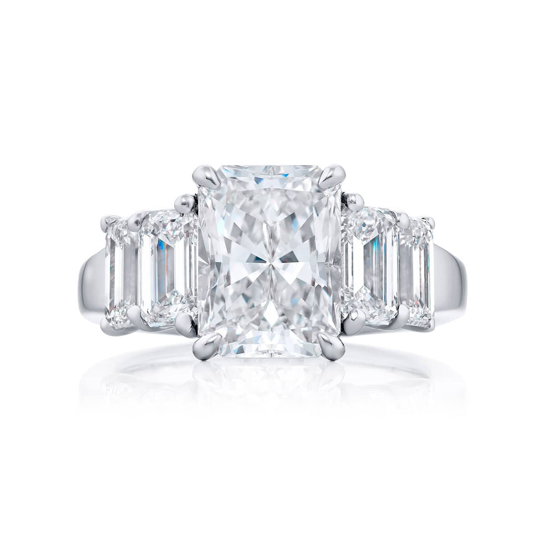 3.03 ct. GIA-Certified Radiant-Cut Diamond Ring with Emerald-Cut Side Stones in Platinum