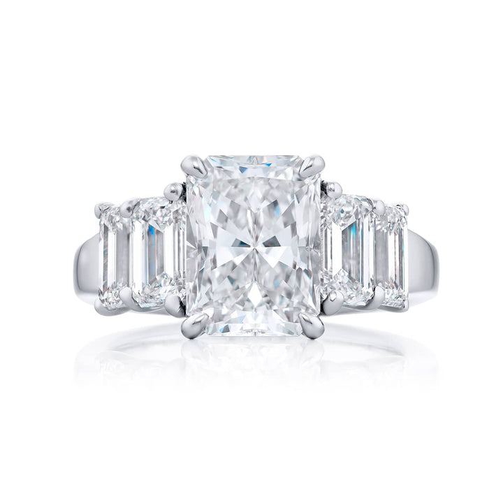 3.03 ct. GIA-Certified Radiant-Cut Diamond Ring with Emerald-Cut Side Stones in Platinum