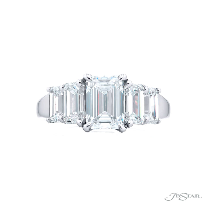 Dazzling Brilliance: Our timeless 1.69 ct. GIA certified Diamond Ring. This gorgeous emerald-cut diamond flanked by dazzling emerald-cut diamonds is handcrafted in pure platinum.