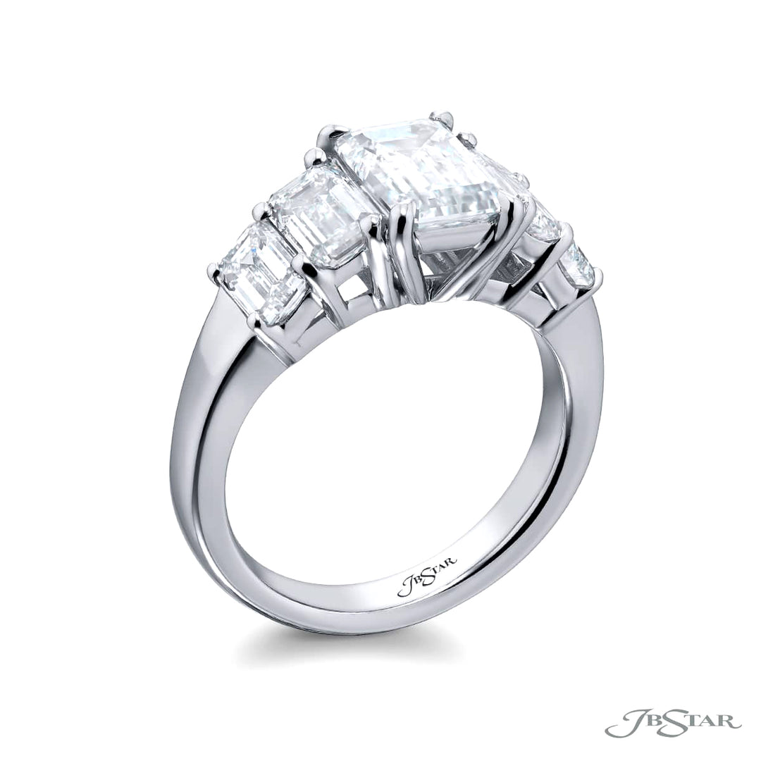 Dazzling Brilliance: Our timeless 1.69 ct. GIA certified Diamond Ring. This gorgeous emerald-cut diamond flanked by dazzling emerald-cut diamonds is handcrafted in pure platinum.
