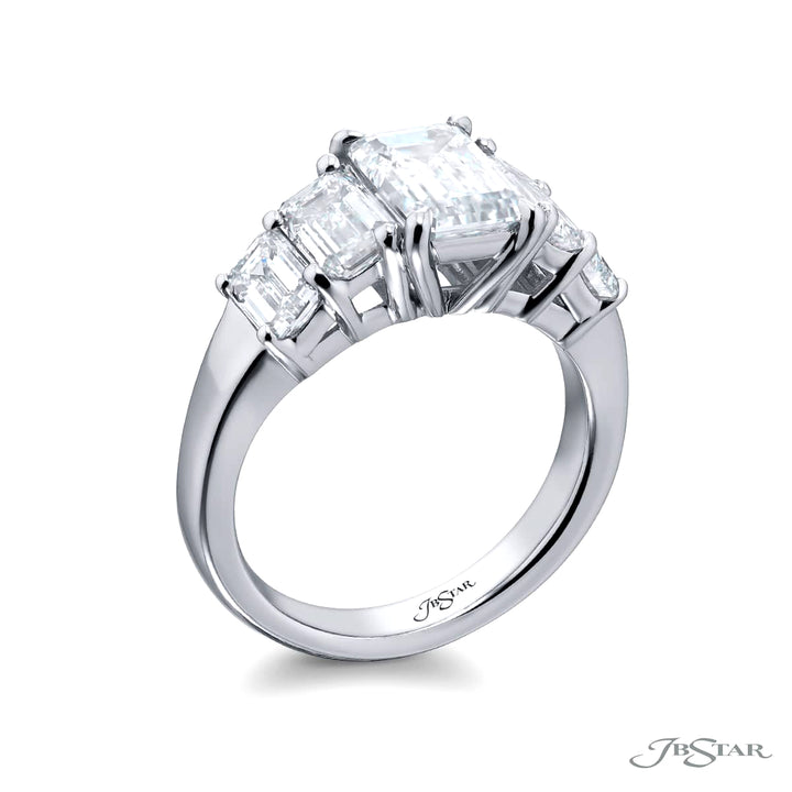 Dazzling Brilliance: Our timeless 1.69 ct. GIA certified Diamond Ring. This gorgeous emerald-cut diamond flanked by dazzling emerald-cut diamonds is handcrafted in pure platinum.