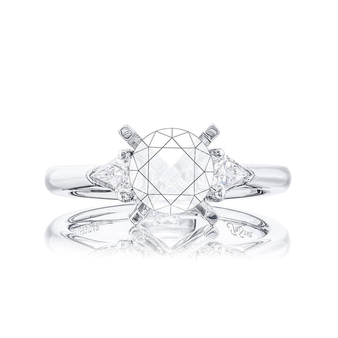 Diamond Semi Mount Ring Kite Cut Shared Prong Setting
