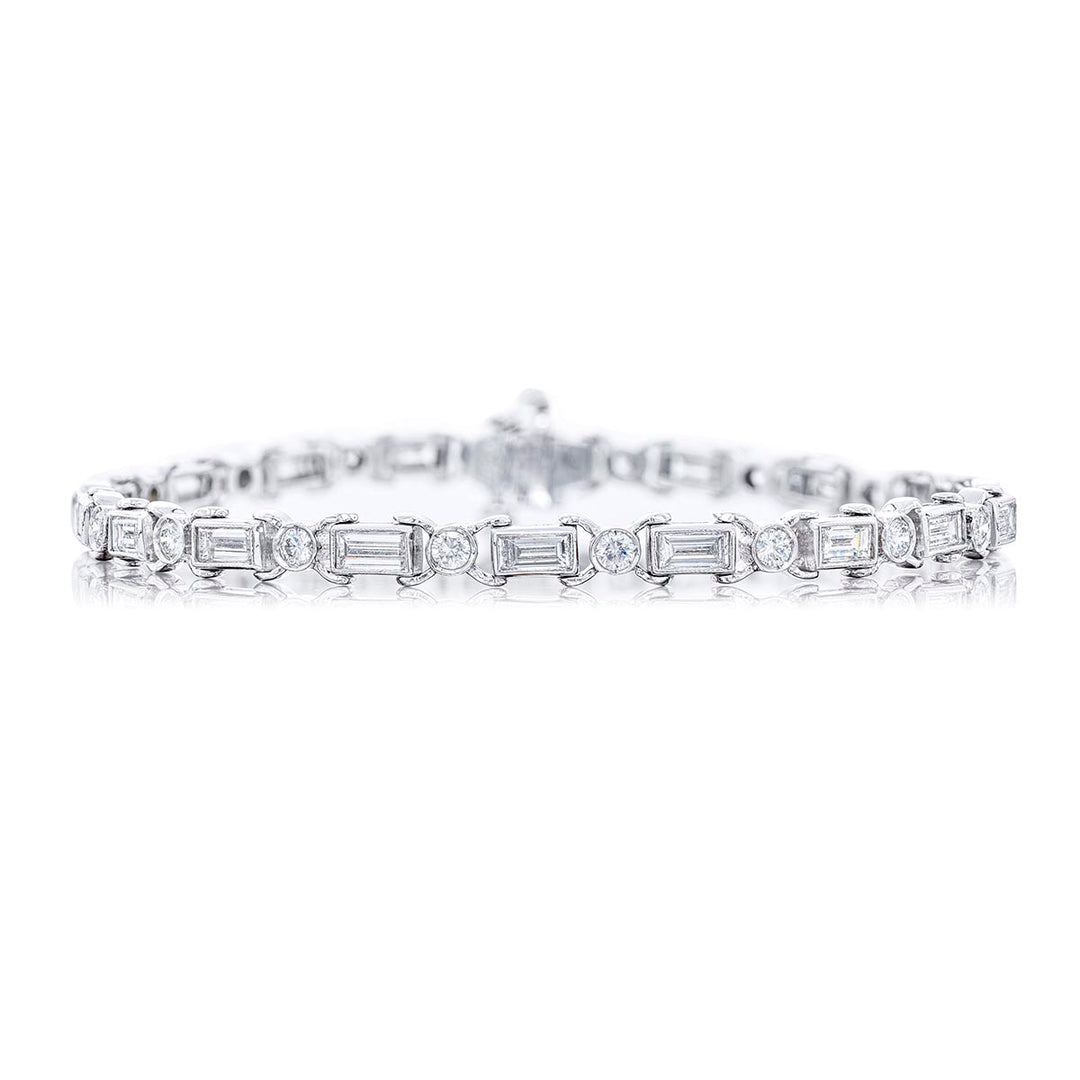 Platinum Straight Baguette Diamond Bracelet