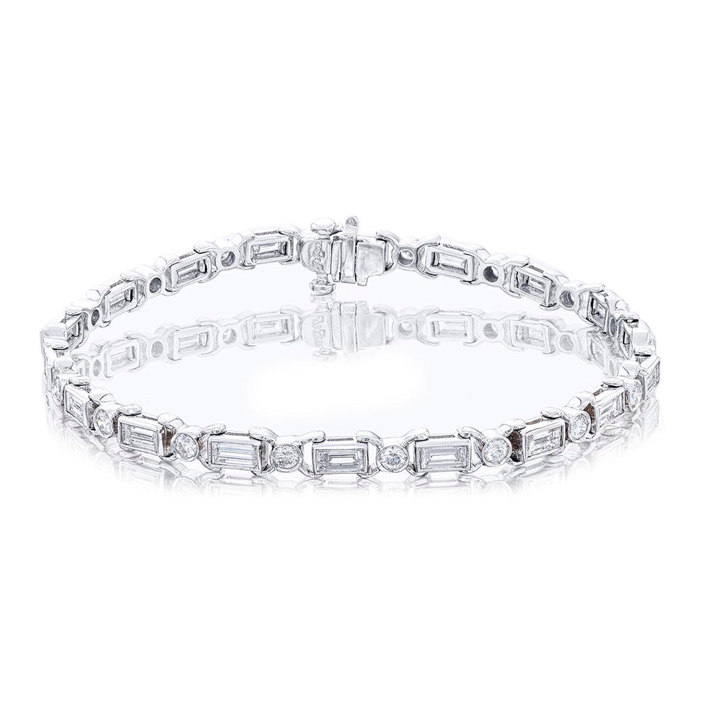 Platinum Straight Baguette Diamond Bracelet