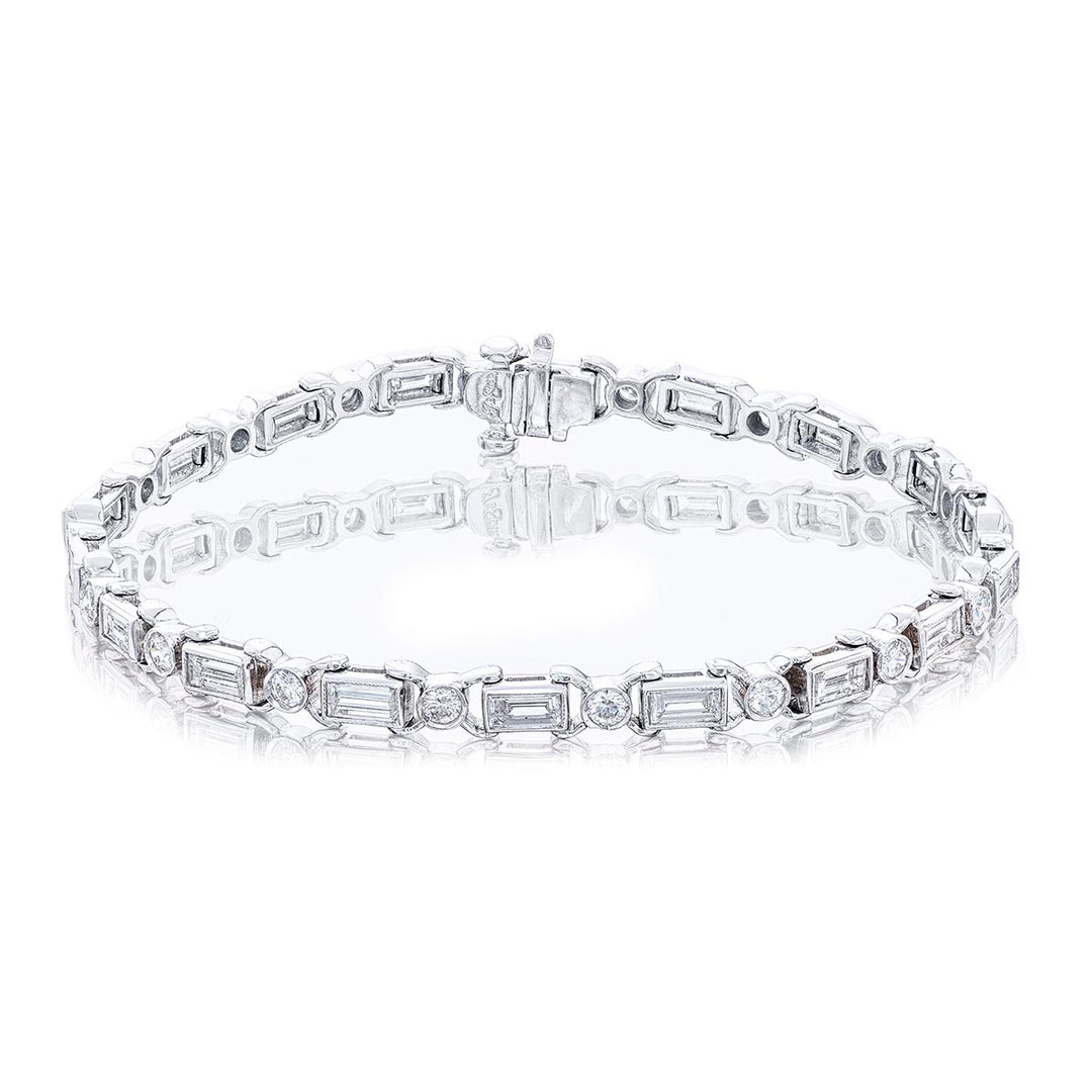 Platinum Straight Baguette Diamond Bracelet
