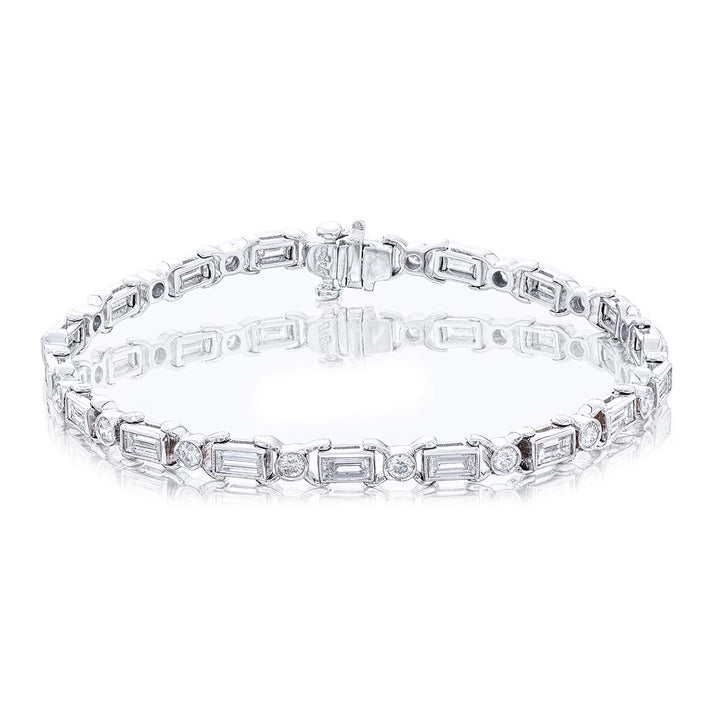Platinum Straight Baguette Diamond Bracelet