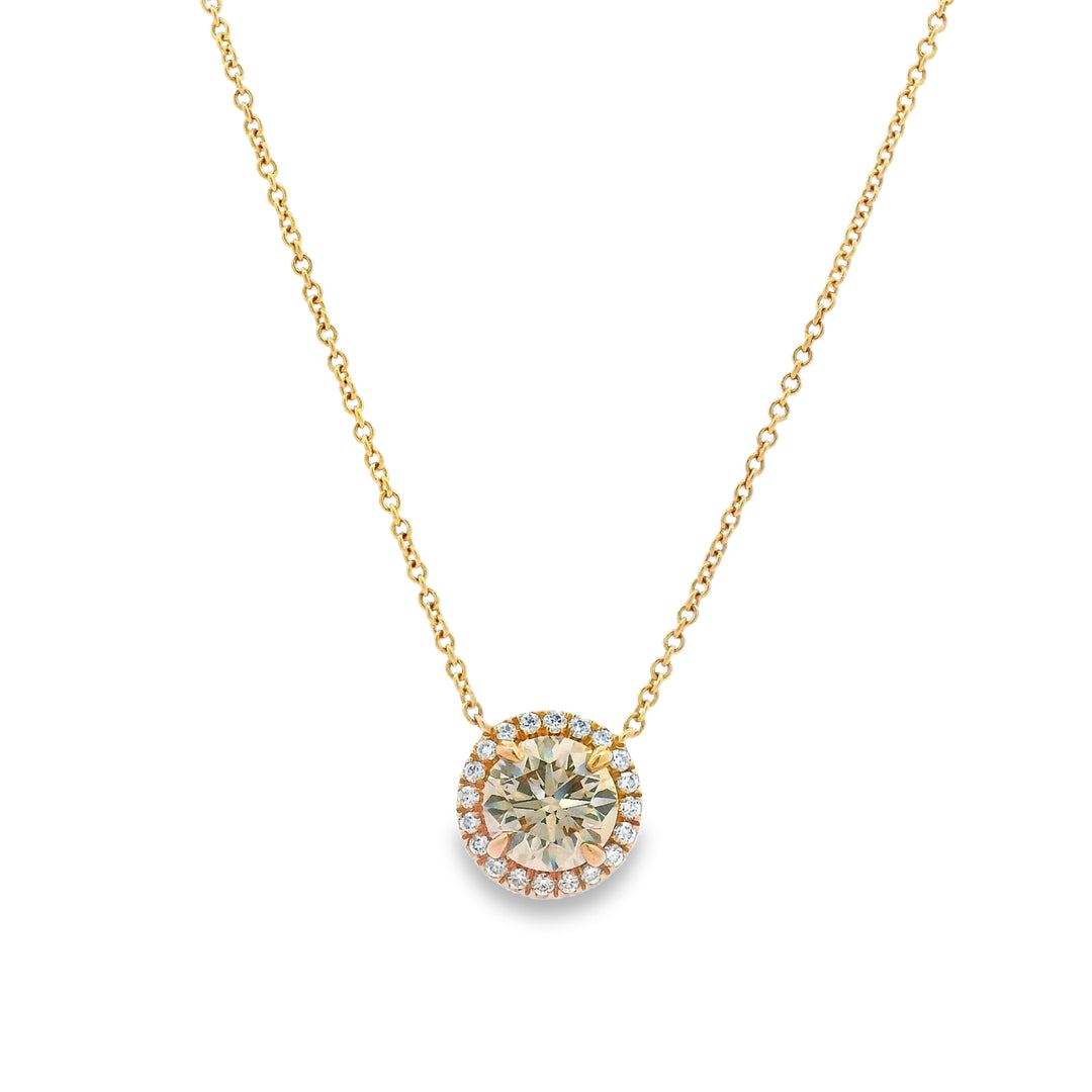 Diamond Solitaire Necklace in Rose Gold