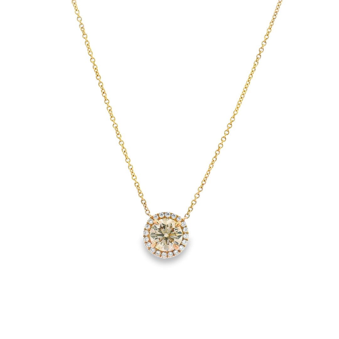 Diamond Solitaire Necklace in Rose Gold