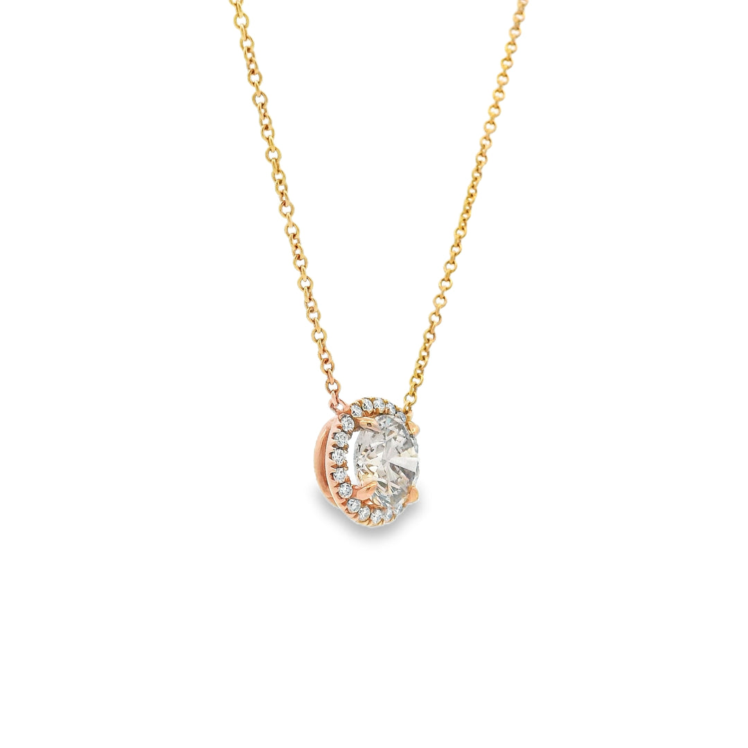 Diamond Solitaire Necklace in Rose Gold