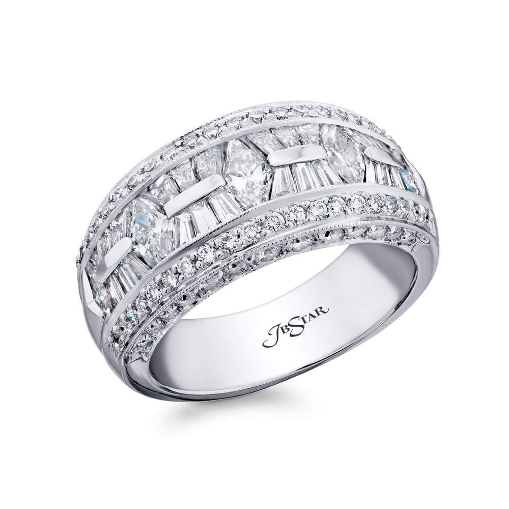 Platinum Marquise Diamond Single-Row Channel Set Micro Pave Band