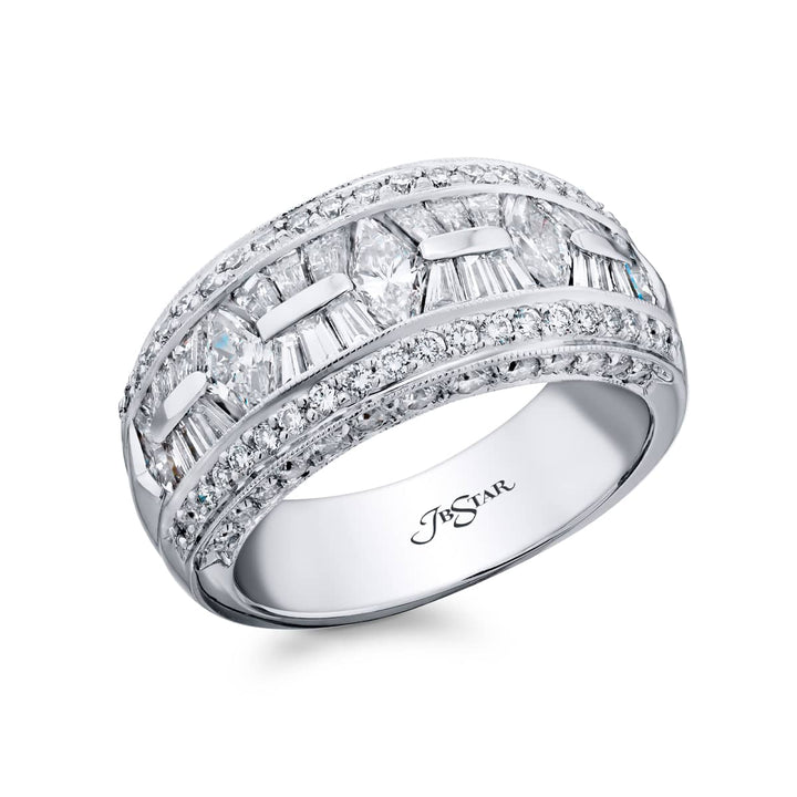 Platinum Marquise Diamond Single-Row Channel Set Micro Pave Band
