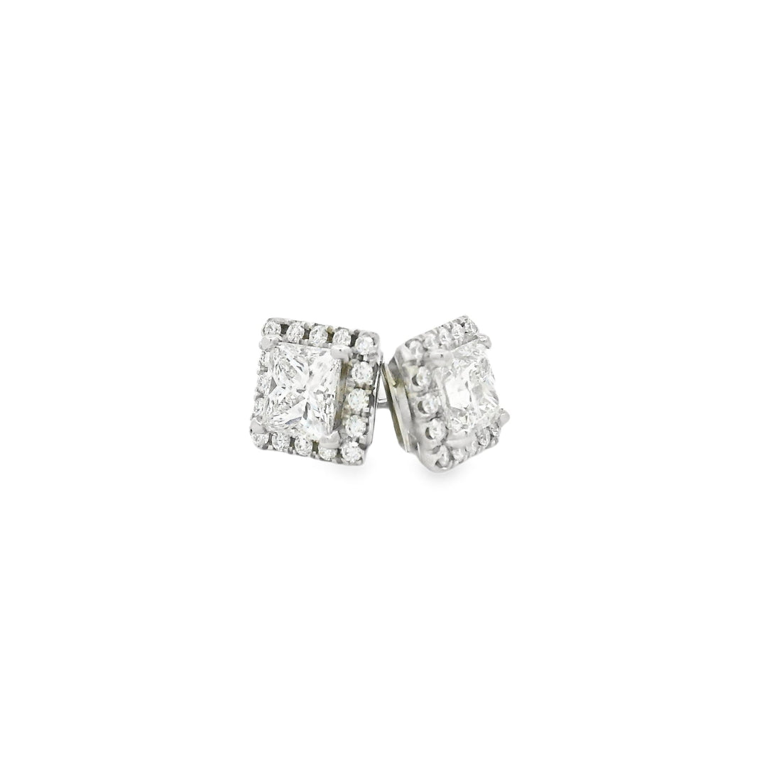 Halo set princess diamond studs