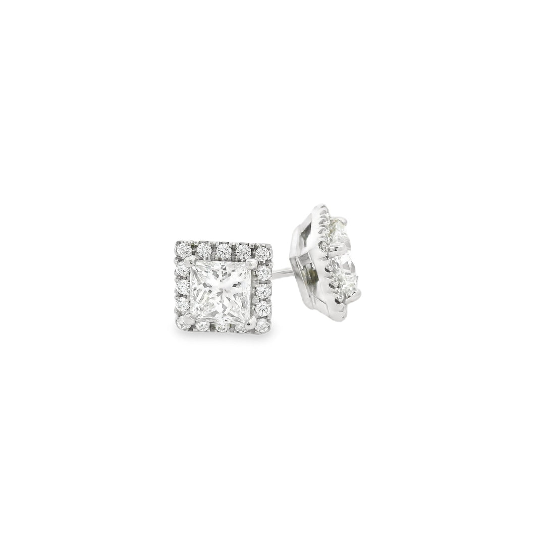 Halo set princess diamond studs