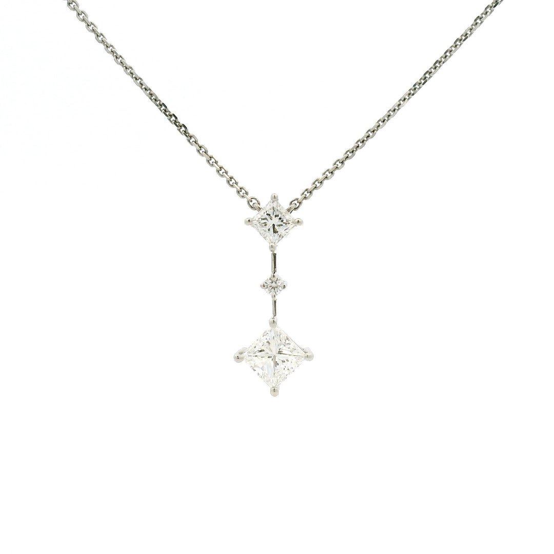 Double Side-Set Princess Cut Pendant Necklace