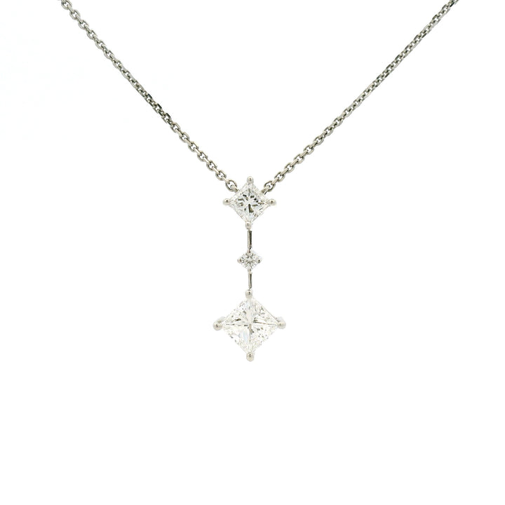 Double Side-Set Princess Cut Pendant Necklace
