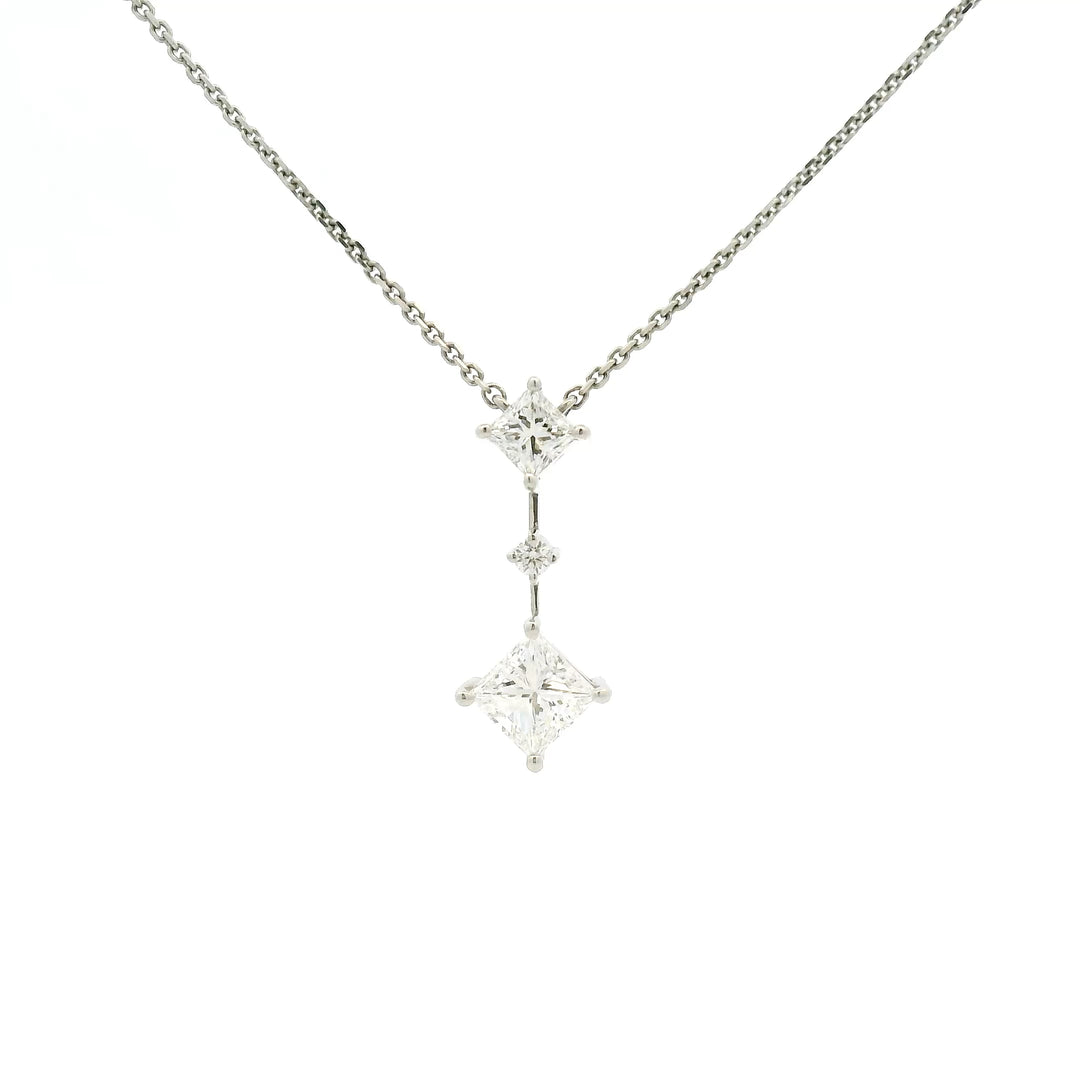 Double Side-Set Princess Cut Pendant Necklace
