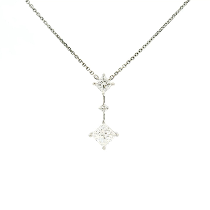 Double Side-Set Princess Cut Pendant Necklace