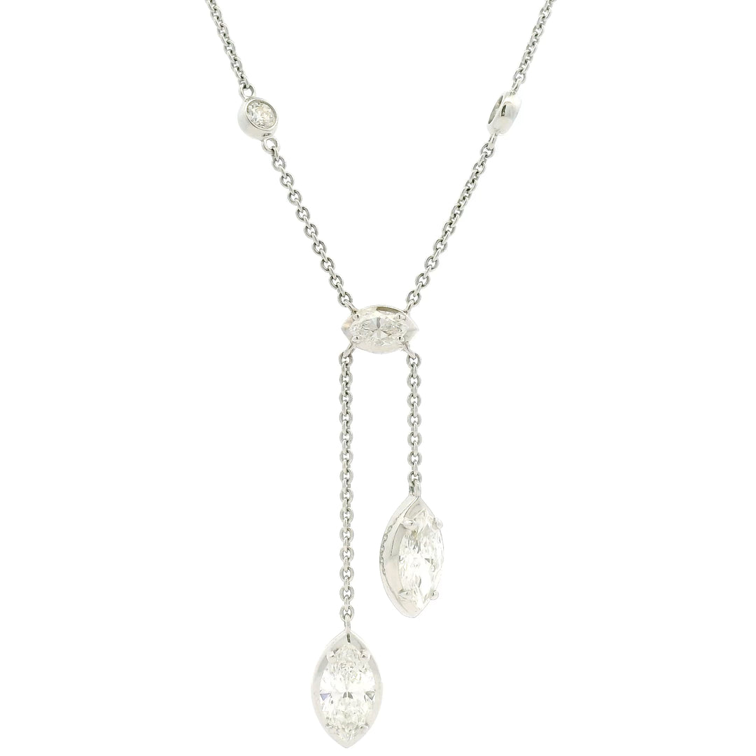 Diamonds by the yard necklace with drop of three marquise diamonds