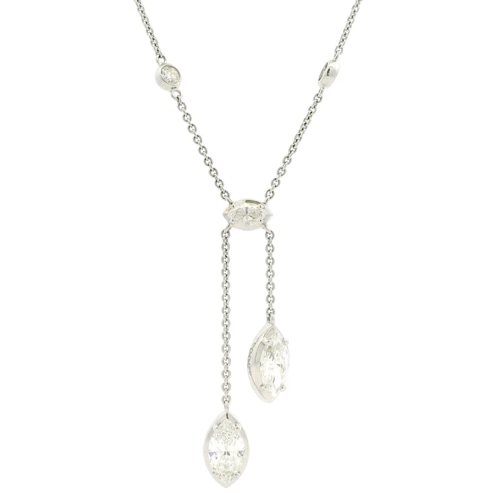 Diamonds by the yard necklace with drop of three marquise diamonds