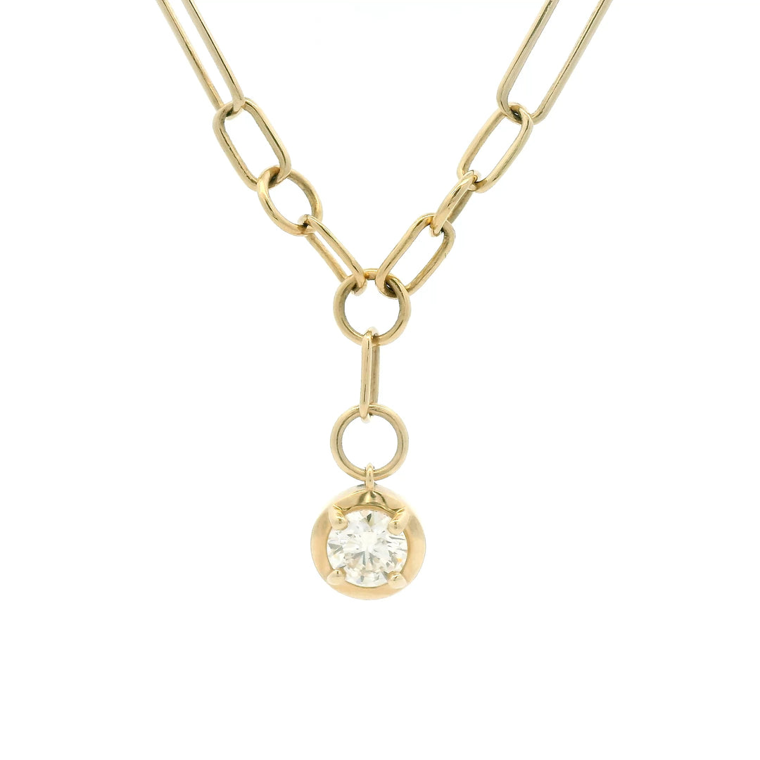 Solitaire Button Back Drop Necklace