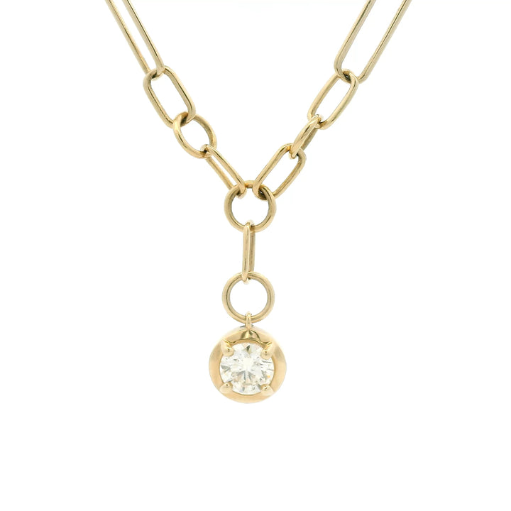 Solitaire Button Back Drop Necklace