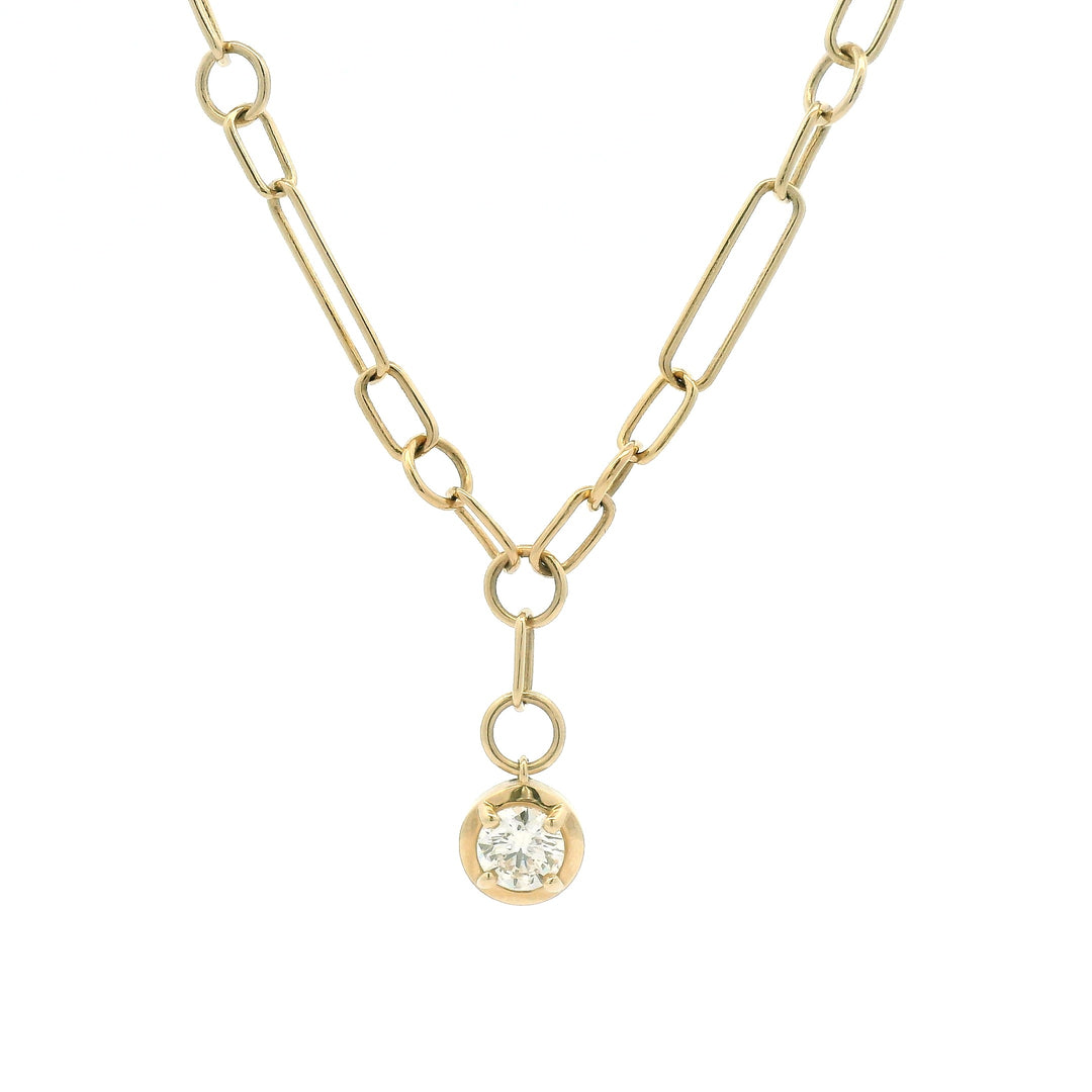 Solitaire Button Back Drop Necklace